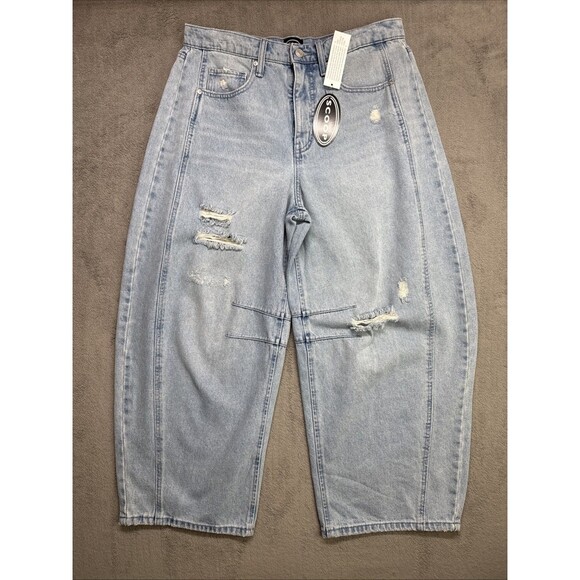 Scoop Denim - Scoop High Rise Barrel Ankle Jeans Womens Size 12 Distressed Light Wash NWT
